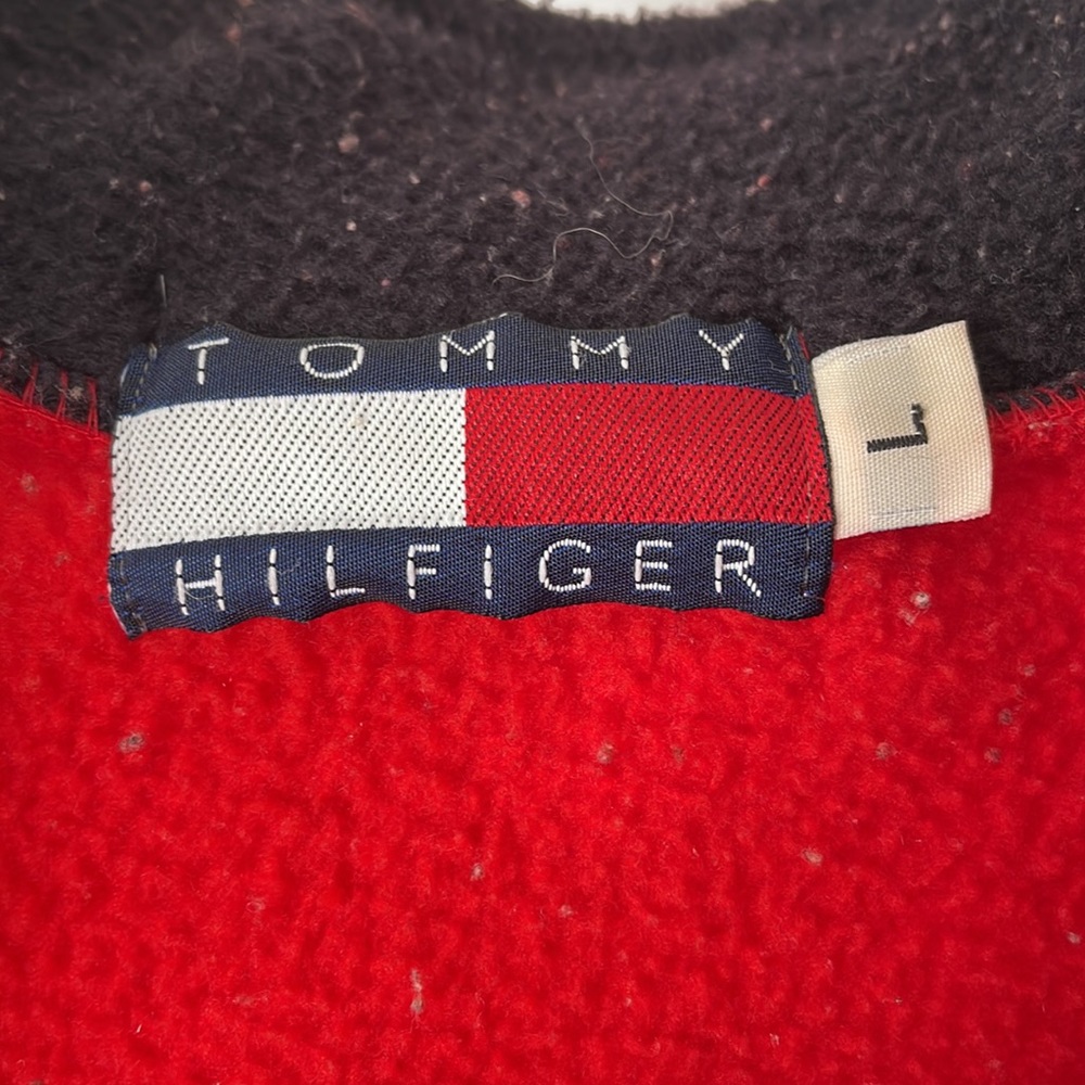 Tommy Hilfiger red fleece pullover with black zipper at the neck, large, AS IS - Picture 8 of 15